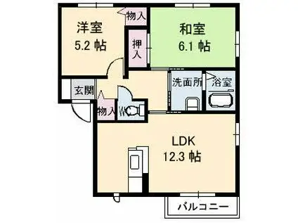 メゾンはなゆA棟(2LDK/2階)の間取り写真
