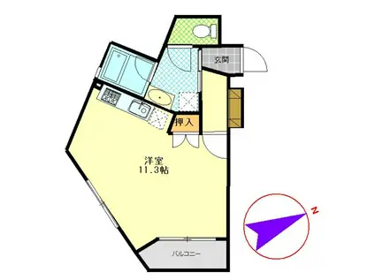 ヴァン・クレール(ワンルーム/2階)の間取り写真