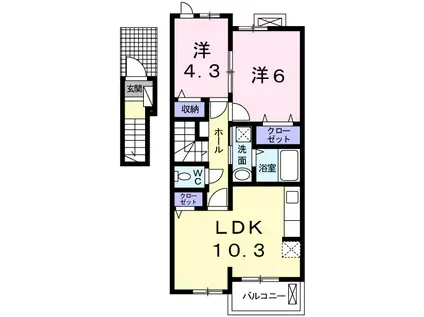 カルムメゾンII(2LDK/2階)の間取り写真
