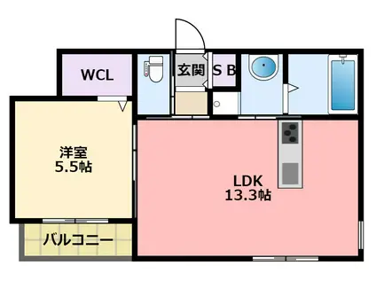 ノースコート学文(1LDK/1階)の間取り写真