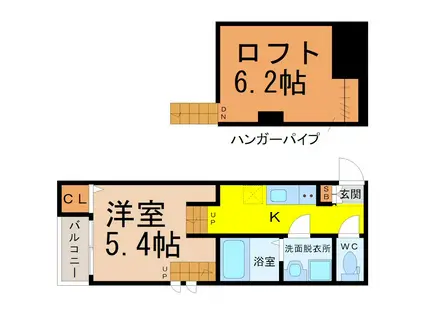 IRIS(1K/2階)の間取り写真