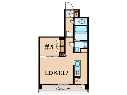 オープンブルーム二子(1LDK/4階)の間取り写真