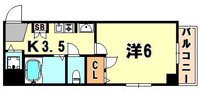 プレサンス神戸裁判所前(1K/4階)の間取り写真