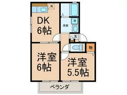 一色ハイツ(2DK/2階)の間取り写真