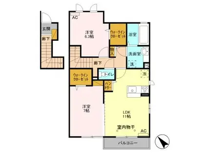 エスポワール ドミール(2LDK/2階)の間取り写真