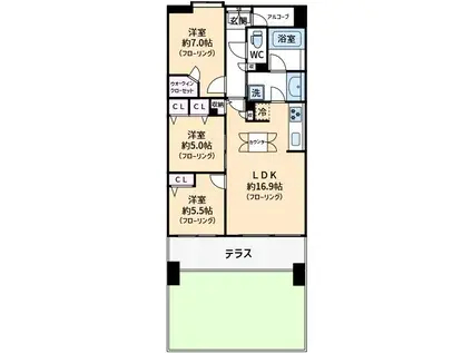 ライオンズマンション川口クオリティフォート(3LDK/1階)の間取り写真