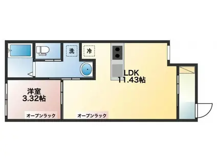 グランディオーサ八本松(1LDK/1階)の間取り写真