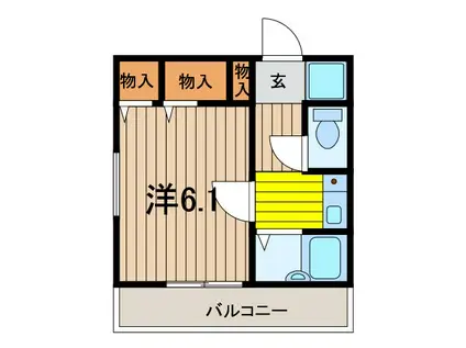 クローカスII(1K/1階)の間取り写真