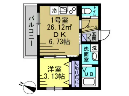 エージェイおおたかの森(1DK/3階)の間取り写真