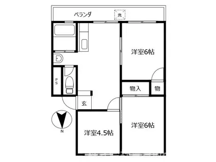サンハイツ A棟(3DK/1階)の間取り写真
