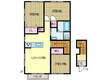 ハーティビレッジ(3LDK/2階)の間取り写真