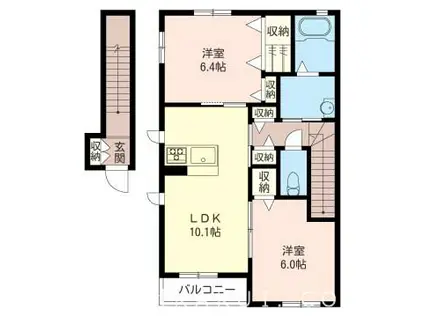 スカイビューA(2LDK/2階)の間取り写真