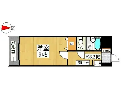 ウイングス片野II(1K/13階)の間取り写真