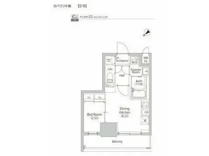 カパリリ小岩(1DK/2階)の間取り写真