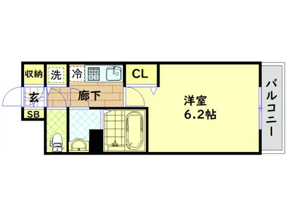 プレサンス OSAKA DOMECITYスクエア(1K/4階)の間取り写真