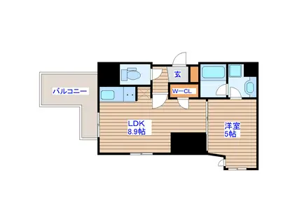 プレミスト五橋(1LDK/4階)の間取り写真