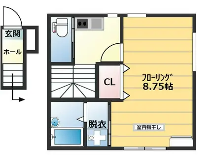 リベラーレ(1K/2階)の間取り写真