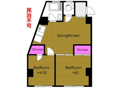 駅チカ 元代々木町所在 2階部分 2DK 宇佐見ビル BD(2DK/2階)の間取り写真