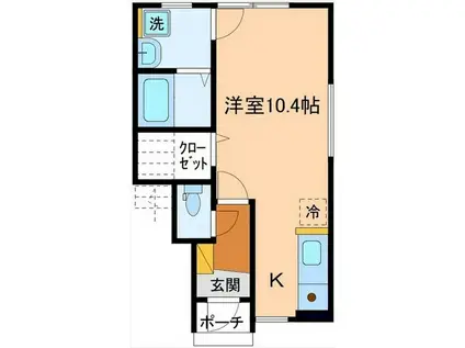 リベージュ(ワンルーム/1階)の間取り写真