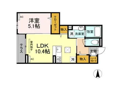 カーサリオ(1LDK/1階)の間取り写真