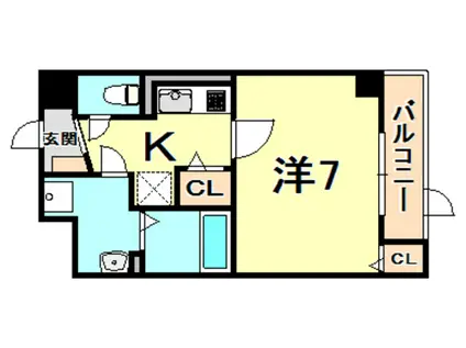 ジェーハイム(1K/6階)の間取り写真