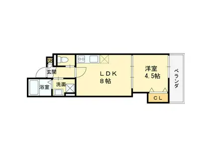 クレアール高槻赤大路(1LDK/1階)の間取り写真