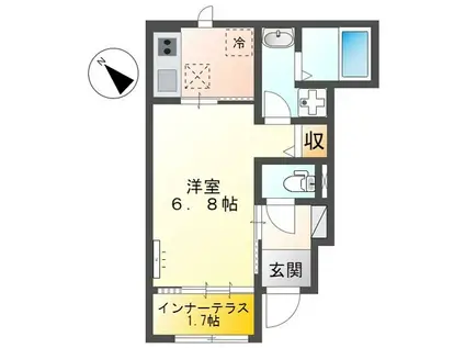 ケーエム カーサ新横浜(1K/1階)の間取り写真