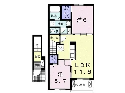ラフレシールI(2LDK/2階)の間取り写真