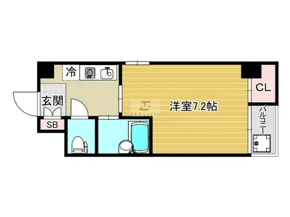 THE CLASSIC TEMMABASHI 公園ハイツ(1K/4階)の間取り写真