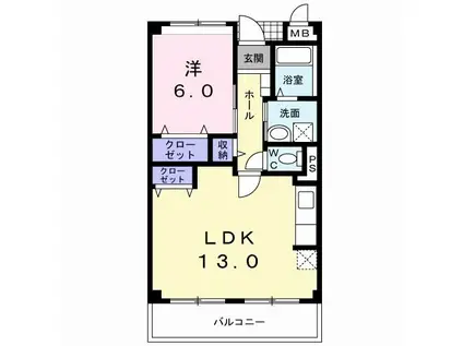 グレイスマンションII(1LDK/2階)の間取り写真