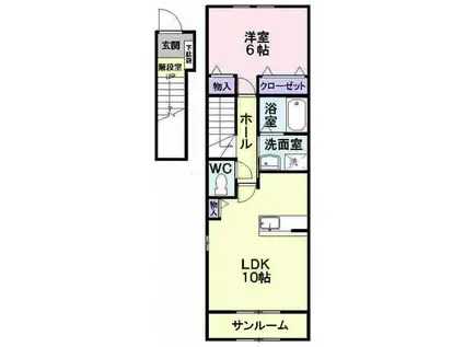 ラッフィナート(1LDK/2階)の間取り写真