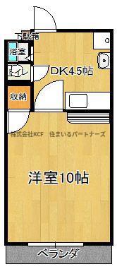 コスモハイツII(1DK/2階)の間取り写真