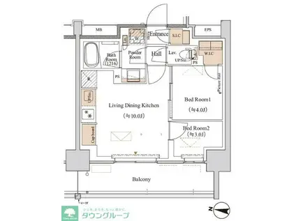 ブランシエスタ木場(2LDK/10階)の間取り写真