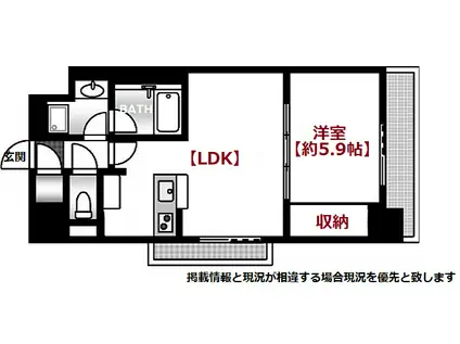 ロータス二葉の里(1LDK/11階)の間取り写真