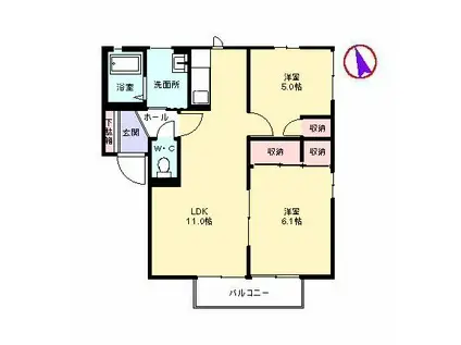 フェリース成和(2LDK/2階)の間取り写真