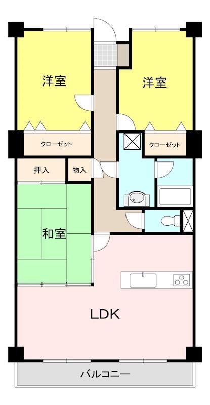 ローズガーデン前橋(3LDK/4階)の間取り写真