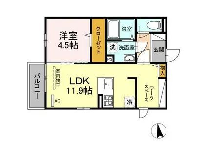 リバーフィールド(1LDK/2階)の間取り写真