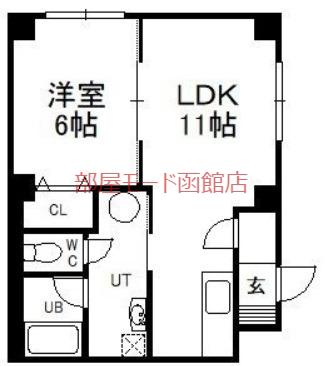 グレイエリア(1LDK/4階)の間取り写真