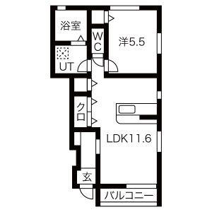 LA POMME(1LDK/1階)の間取り写真