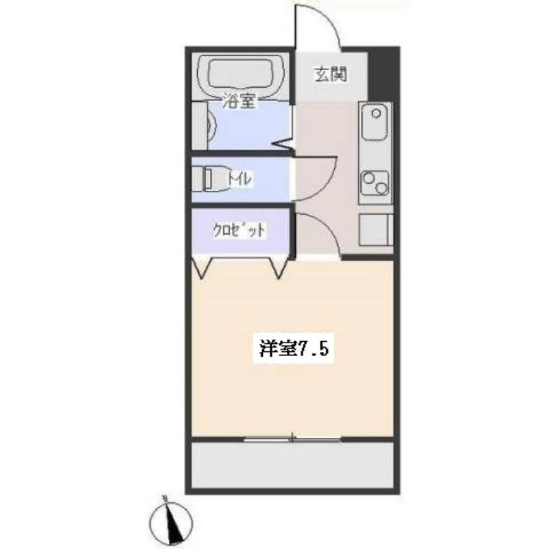 ライトハイツC棟(1K/2階)の間取り写真