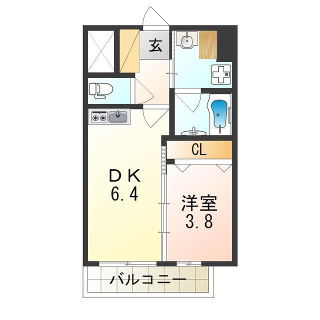 エスタート御幣島(1DK/7階)の間取り写真
