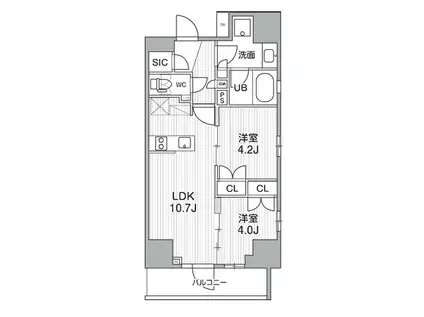 グランエール西日暮里ノース(2LDK/6階)の間取り写真