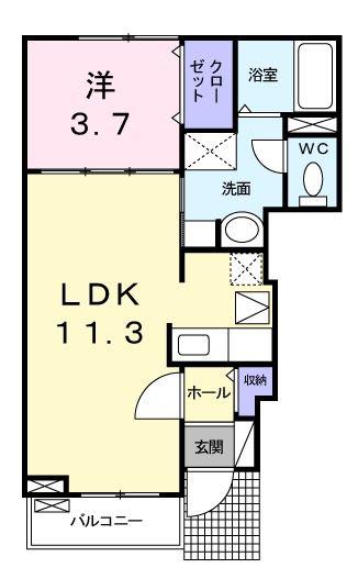 ベルサンコント(1LDK/1階)の間取り写真