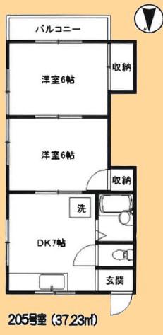 ブライトアサカ(2DK/2階)の間取り写真
