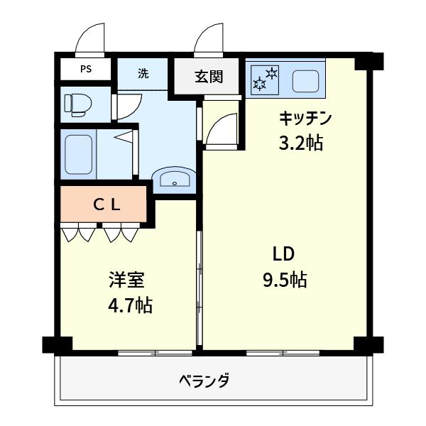 LR都跡(1LDK/2階)の間取り写真