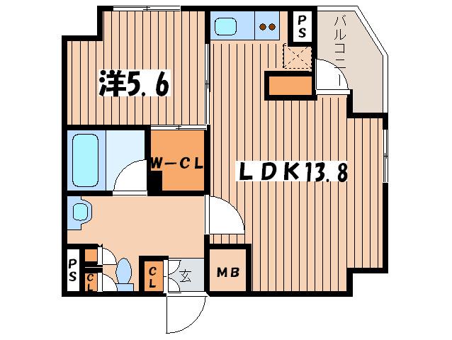 ドゥーエ横濱桜木町(1LDK/6階)の間取り写真