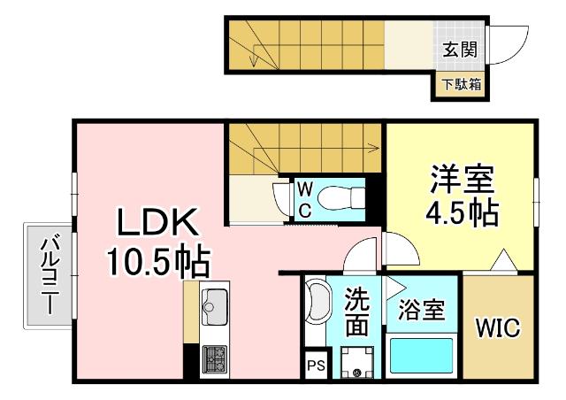 ル・メイユール・スーヴニール(1LDK/2階)の間取り写真