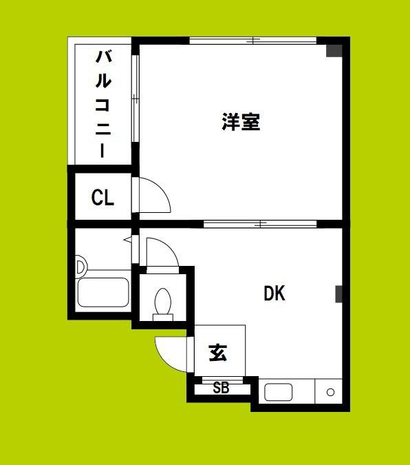 JPアパートメント港III(1DK/3階)の間取り写真