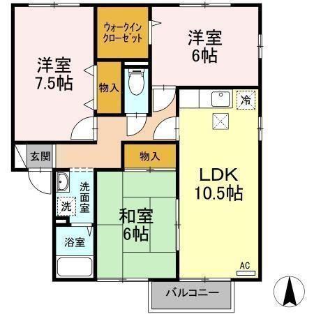 セジュールセト(3LDK/1階)の間取り写真