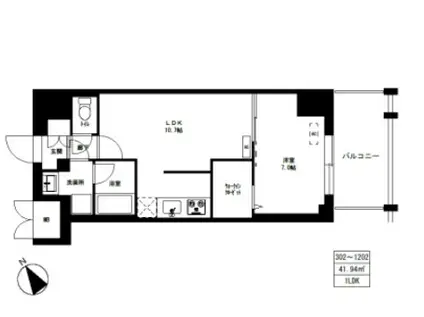 東京マンション(1LDK/4階)の間取り写真